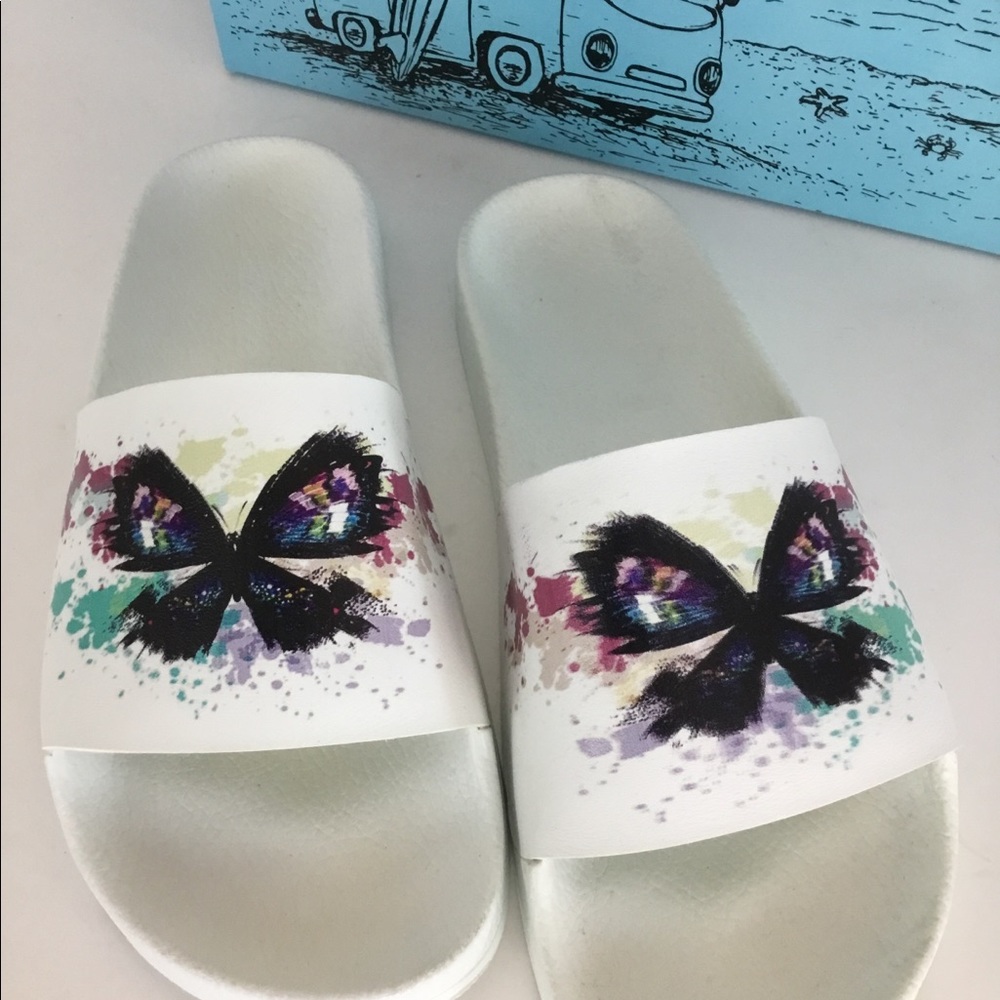 Calceo Sz 7.5 Hand painted Butterfly Design Sandal